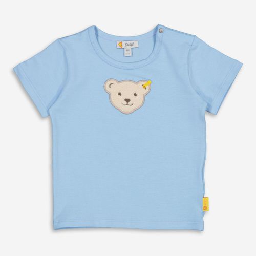 Blaues T-Shirt mit Teddybär-Logoaufnäher