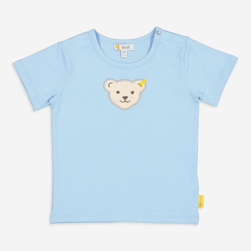 Blaues T-Shirt mit Teddybär-Logoaufnäher