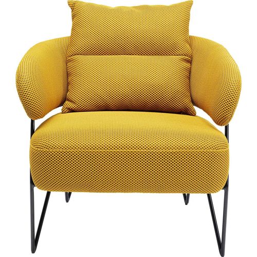 Kare Design Sessel mit Rückenkissen und Stahlgestell, gelb 78x71x77cm