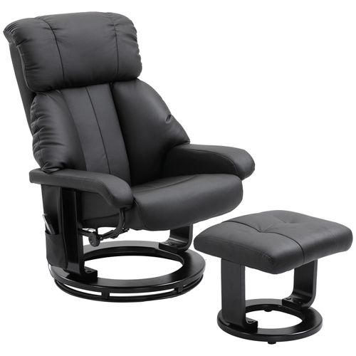Homcom Massagesessel mit Liegefunktion, Sessel mit Hocker, Schwarz 76x102x80cm