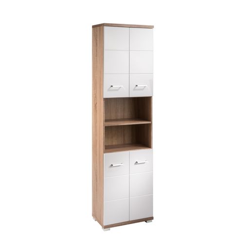 ByLiving Badschrank in Eichenholzoptik, Türen Hochglanz, B 50, H 192,T 31,5 cm 32x192x50cm