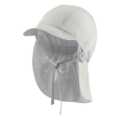 Sterntaler® Schirmmütze Schirmmütze Nacken (1-St., Sommermütze idealer Sonnenschutz für Kinder) Kinderhut aus UV-Popeline mit Bindeband und UV-Schutz 50+, grau|weiß
