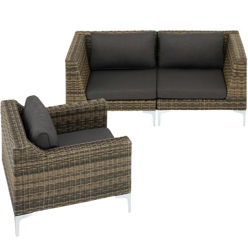 tectake® Modulares Aluminium Rattanset, wetterfest und UV-beständig, natürlich nachempfundenes Geflecht, kein Aufbau