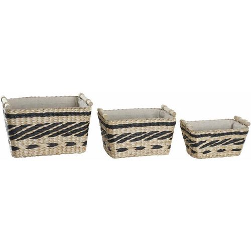 Dkd Home Decor - Set von 3 Polyesterfaser 38x26x24 Faser Polyesterfaser Natürlicher Polyester mehrfarbiger Farbmaterial Körbe und Boxen Details