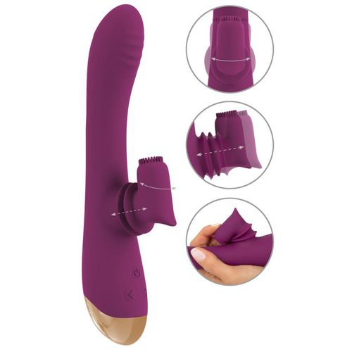 Rabbitvibrator mit genopptem Moving-Klitorisstimulator