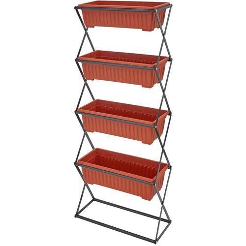 tectake® Vertikalbeet, mit 4 Pflanzkästen, platzsparende, vertikale Anordnung, 52 x 21 x 127 cm