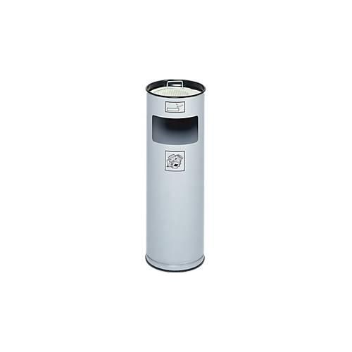 Kombi-Ascher VAR, rund, 16 l, für Innen & Außen, mit Sieb & Kantenschutz, Ø 230 x H 660 mm, Stahlblech, silber