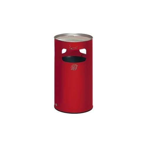 Kombi-Ascher VAR, rund, 69 l, für Innen & Außen, mit Sieb & Kantenschutz, Ø 420 x H 750 mm, Stahlblech, rot