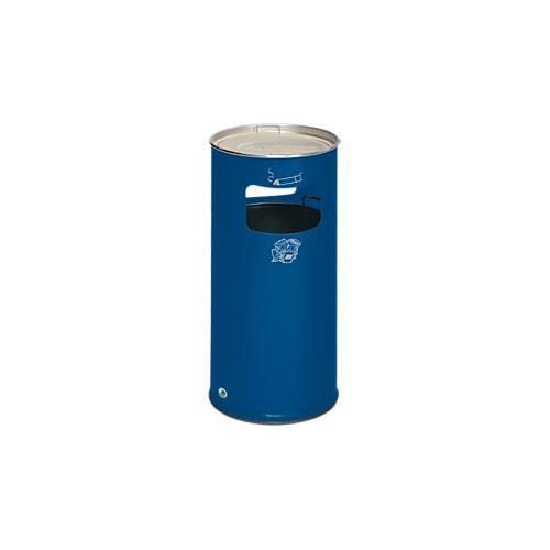 Kombi-Ascher VAR, rund, 37 l, für Innen & Außen, mit Sieb & Kantenschutz, Ø 320 x H 700 mm, Stahlblech, enzianblau