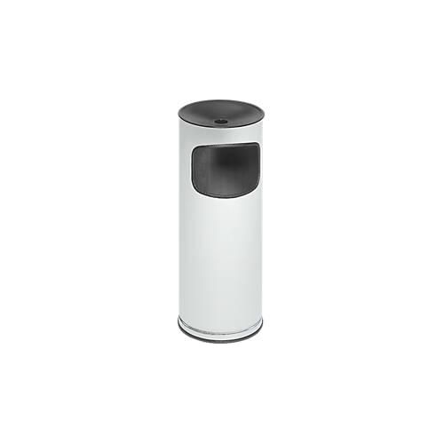 Kombi-Ascher VAR, rund, 17 l, für Innen & Außen, mit Sieb & Kantenschutz, Ø 250 x H 610 mm, Stahlblech, weiß