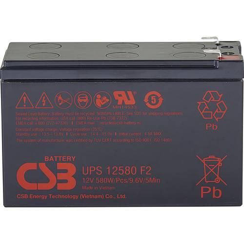 CSB Battery UPS 12580 high-rate UPS12580F2 Bleiakku 12 V 9.4 Ah Blei-Vlies (AGM) (B x H x T) 151 x 99 x 65 mm Flachstecker 6.35 mm Wartungsfrei, Geringe