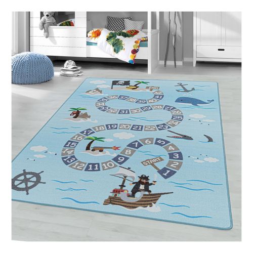 Kinderteppich Spielteppich Hüpfkästchen Meer, Seemann, Piraten, Schiff Motiv 8mm