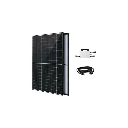 Balkonkraftwerk 890 Wp mit Hoymiles Mikro-Wechselrichter HMS-800W-2T, Anschlusskabel und 2 Solarmodulen 445Wp black frame (* 0% MwSt. gem. §12 Abs. 3 UstG)