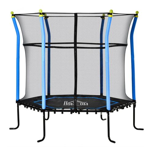 5,3FT Trampolin Gartentrampolin Kinder mit Sicherheitsnetz Blau