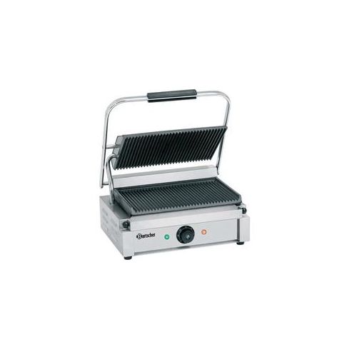 Gastro Elektro-Kontaktgrill 2,2 kW Grillplatten gerillt