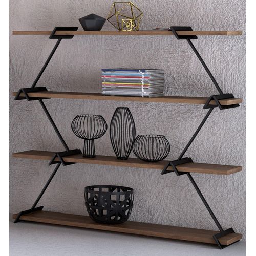 Regal INOSIGN, braun (tobacco, schwarz), B:134cm H:120cm T:30cm, Regale