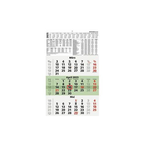 ZETTLER KALENDER 3-Monats-Wandkalender 2025