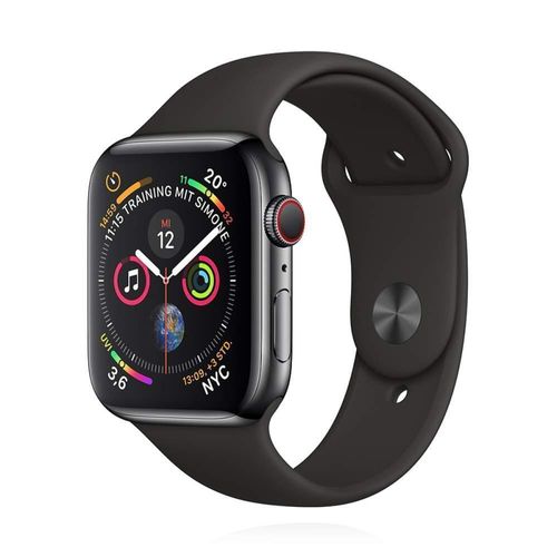 Apple Watch (Series 4) 2018 GPS + Cellular 44 mm - Rostfreier Stahl Space Grau - Schwarz