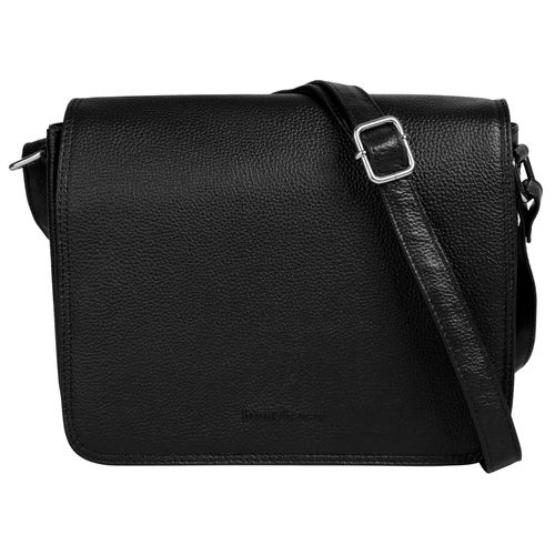 Umhängetasche BRUNO BANANI, Damen, Gr. B/H/T: 24cm x 19cm x 7cm onesize, schwarz, Leder, unifarben, leicht glänzend, Taschen, echt Leder