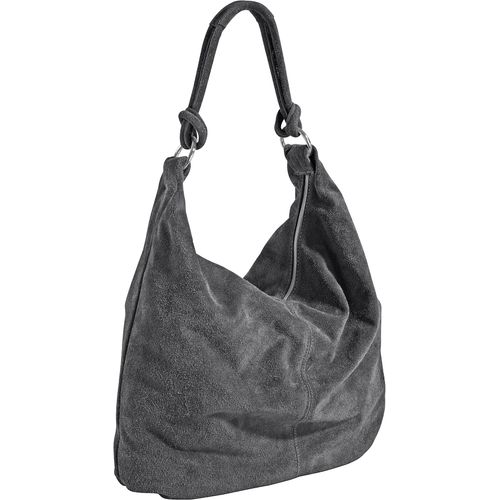 Beuteltasche HEINE, Damen, Gr. B/H/T: 39cm x 49cm x 2cm, grau, Leder, unifarben, Taschen