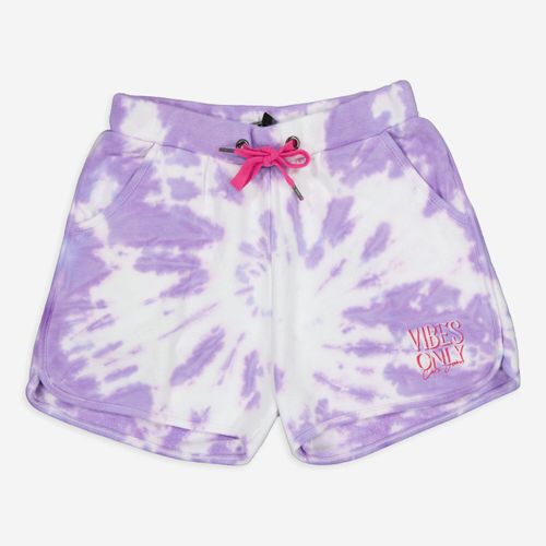 Lila-weiße Jersey-Shorts mit Tie-Dye-Effekt