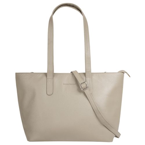 Shopper BRUNO BANANI, Damen, Gr. B/H/T: 30cm x 25cm x 14cm onesize, beige, Leder, unifarben, leicht glänzend, Taschen, echt Leder