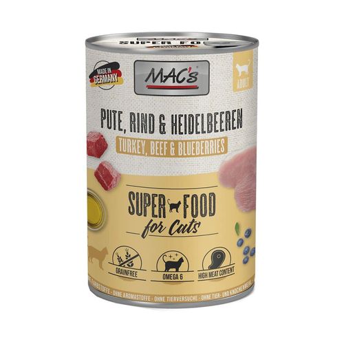 MAC's Cat Fleischmenü Pute, Rind und Heidelbeeren 12x400g