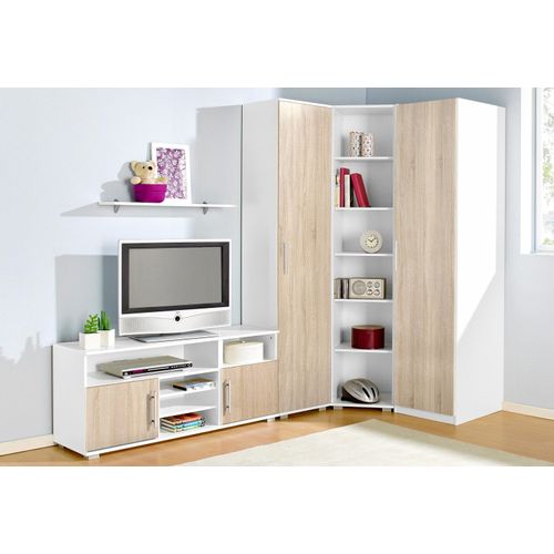 Jugendzimmer-Set PRIESS, weiß (weiß, struktureichefarben hell), mit 1-trg. Kleiderschrank, Schlafzimmermöbel-Sets