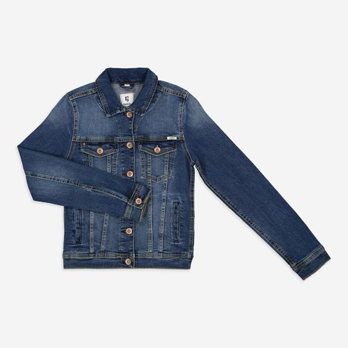 Dunkelblaue Jeansjacke mit Waschung