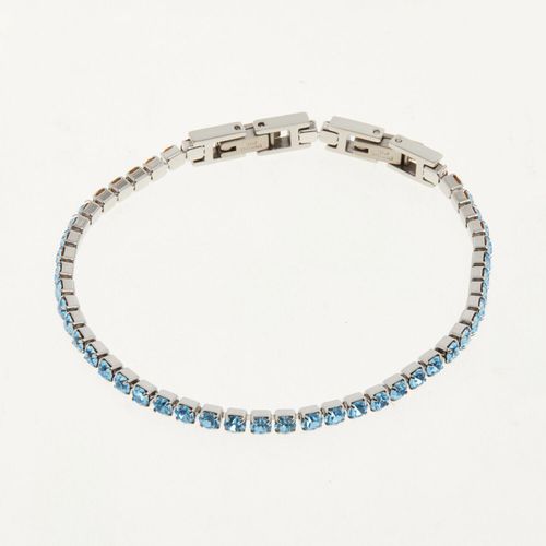 Silberfarbenes Armband mit blauen Zirkonia