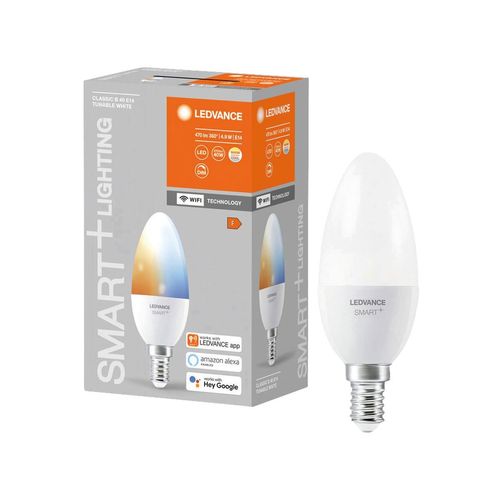LEDVANCE LED-Lampe SMART+ WiFi Candle, B40, E14, EEK: F, 4,9 W, 470 lm, 2700...6500 K, Smart