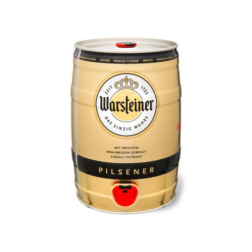 Warsteiner Premium Pilsener 5 L Bierfass mit Zapfhahn, Pfandfrei