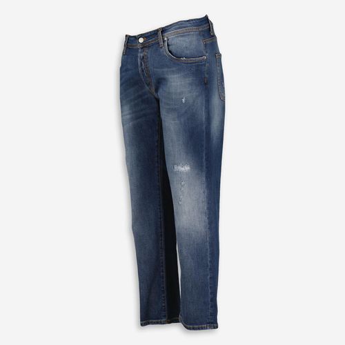 Dunkelblaue Tapered Leg Fred Jeans im Destroyed Look