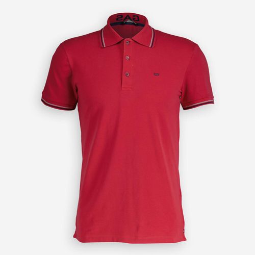 Rotes Poloshirt mit Streifendetails