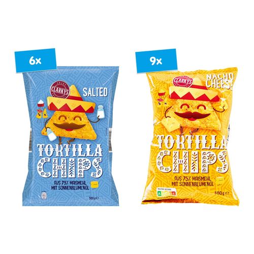 Clarkys Tortilla Chips 300 g, verschiedene Sorten, 15er Pack