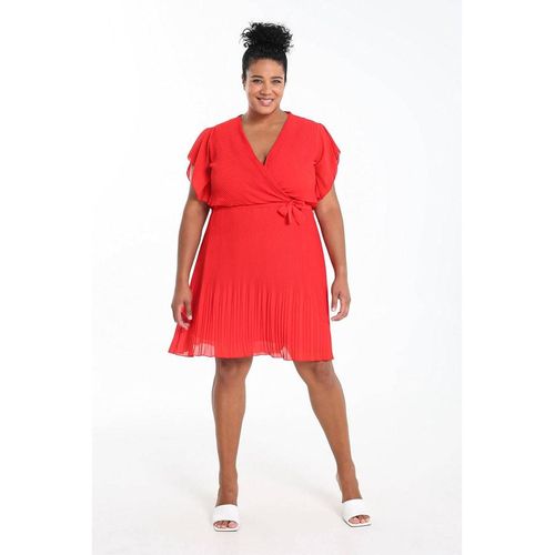 Paprika Plisseekleid in Rot - 44