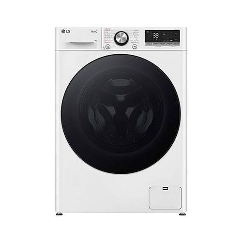 LG Waschmaschine mit 9 kg Kapazität Slim Fit EEK A 1200 U./Min. Weiß mit schwarzem Bullaugenring F2V7SLIM9