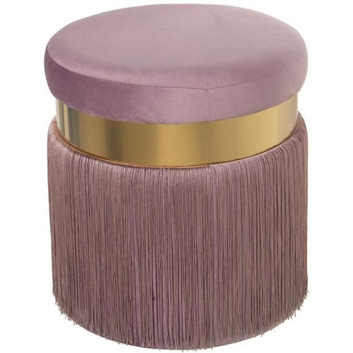 Pink Velvet Pouf mit Fransen, goldener Stahlstreifen: 7 cm, DM/Poly ° 40x44 cm, Fransen: 29 cmpour alle Stile, um dem Haus eine Note zu verleihen