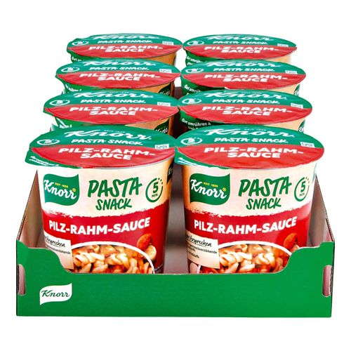 Knorr, Snack Becher Pasta in Pilz-Rahm-Sauce 63 g, 8er Pack