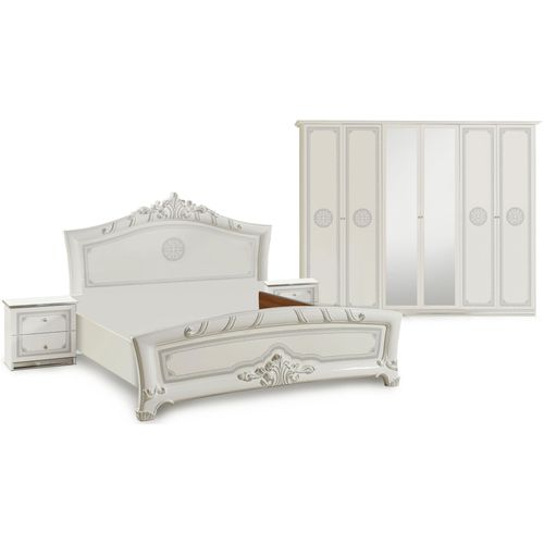 Schlafzimmer-Set INOSIGN "GRETA" Schlafzimmermöbel-Sets weiß (weiß, silber)