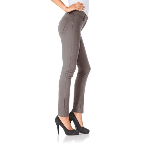 Röhrenhose HEINE Gr. 23, Kurzgrößen, grau (taupe) Damen Hosen