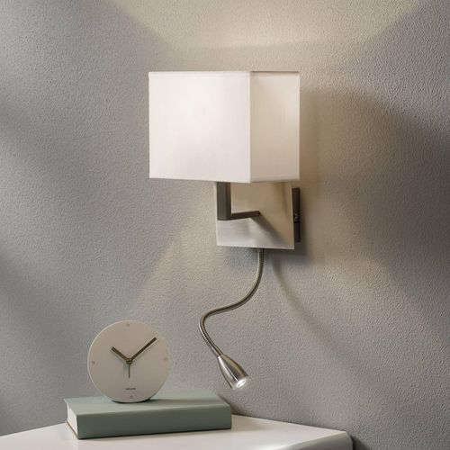 Wandlampe 6519 mit LED Leselampe, satin silber