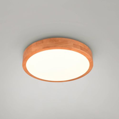 LED-Deckenleuchte Iseo, holzfarben, Ø 40 cm, dimmbar, Holz