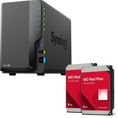 Synology DiskStation DS224+ 2 Einschübe NAS-Server Leergehäuse + 16 TB WD Red Plus SATA 3.5