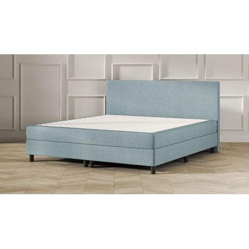 Emma Essential Boxspringbett - blau - 140x200 cm - null - braune Füße