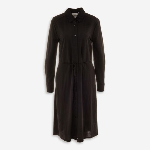 Schwarzes Midikleid mit Kragen