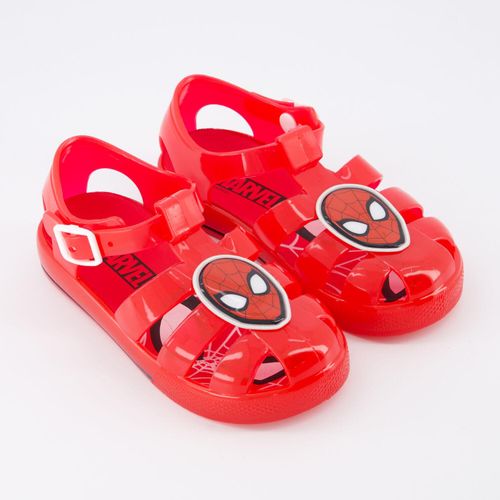 Rote Sandalen mit Spiderman-Motiv