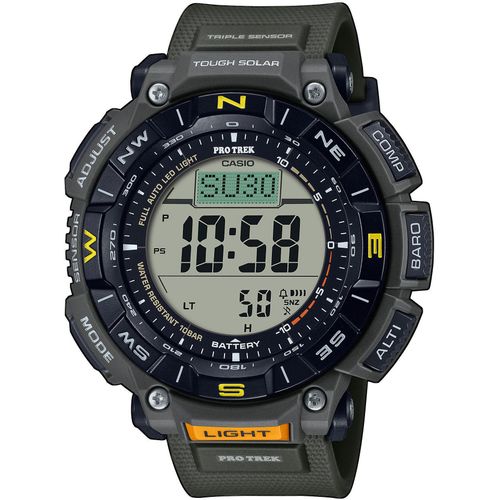 Chronograph CASIO PRO TREK Armbanduhren grün (dunkelgrün) Herren Quarzuhr, Armbanduhr, Herrenuhr, Funk, Solar, Stoppfunktion, Weltzeit