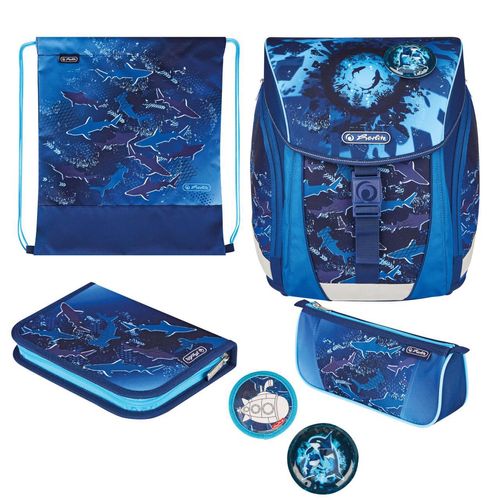 herlitz Schulranzen-Set FiloLight Plus Deep Sea 28,0 x 23,0 x 38,0 cm blau 16,0 l