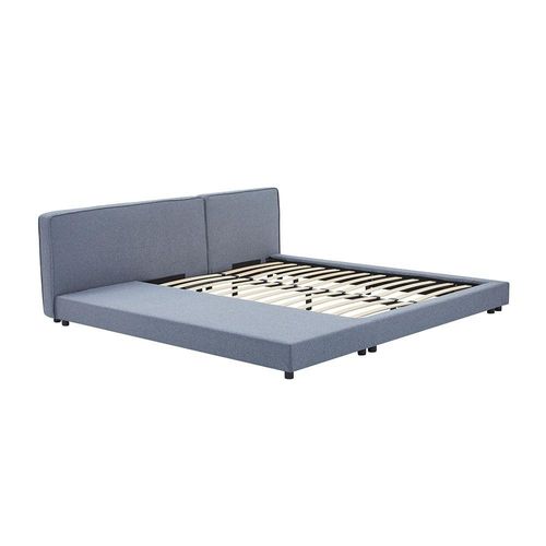 HOME DELUXE Bett mit Ablage GALAXIS – 140 x 200 cm Grau mit Matratze H2/H3